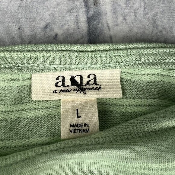 a.n.a Women's Size Large Mint Green Striped Polyester Round Neck Regular - Picture 4 of 8